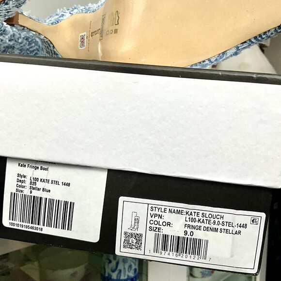 Larroude Kate Slouch Fringe Denim Knee - High Boots Size 9 Handmade in Brazil - Picture 10 of 12